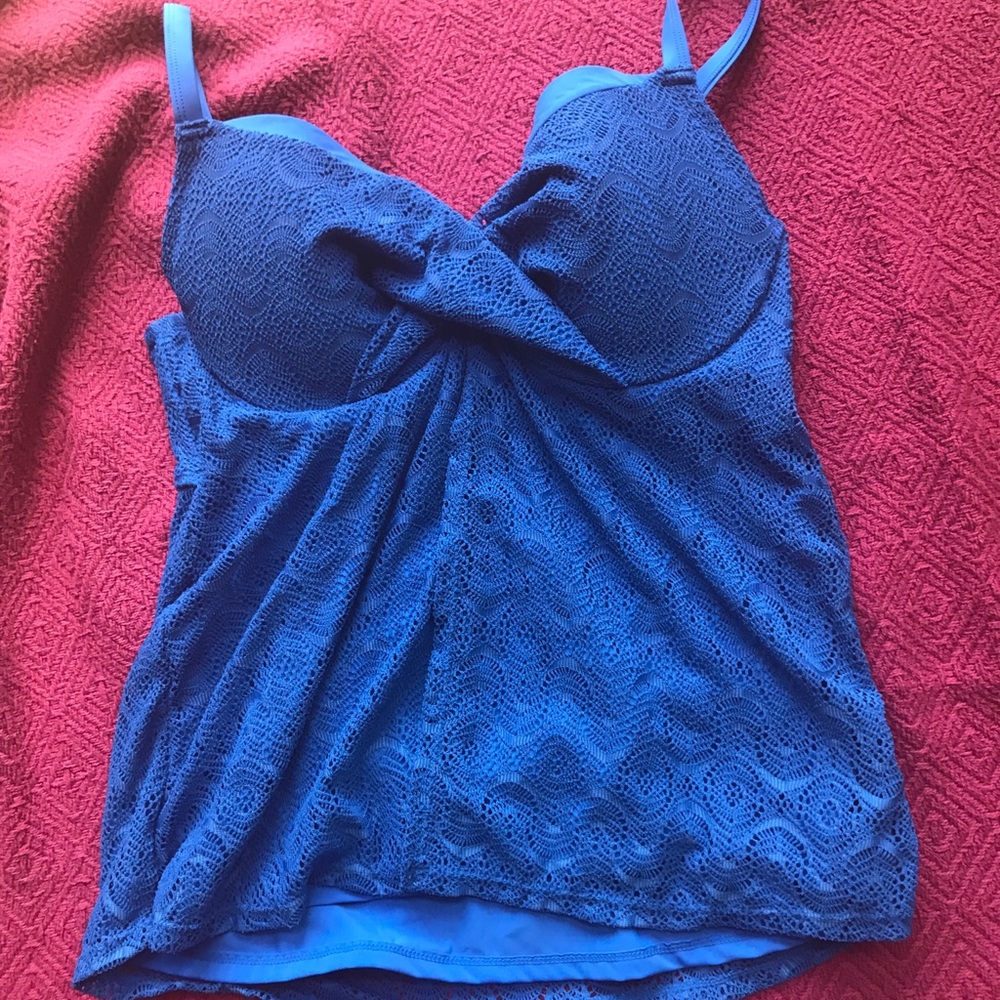 Swimsuits for All Tankini top in blue